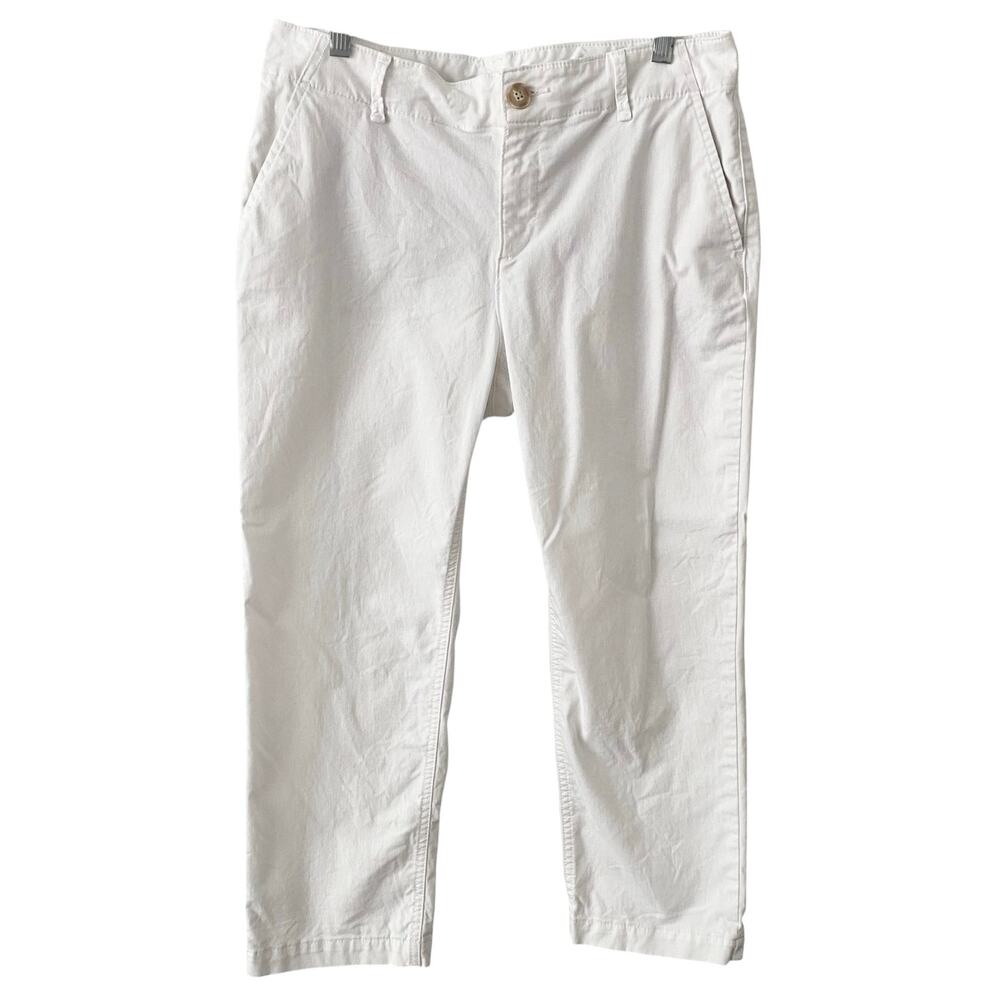 LOFT White The Monroe Slim Cropped Chino Pants Size 8 Petite Stretch Coastal